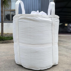 Circular FIBC Bulk Bag, 1.5 Ton Capacity, Double Hanging,Duffle Top Flat X-Bottom Support